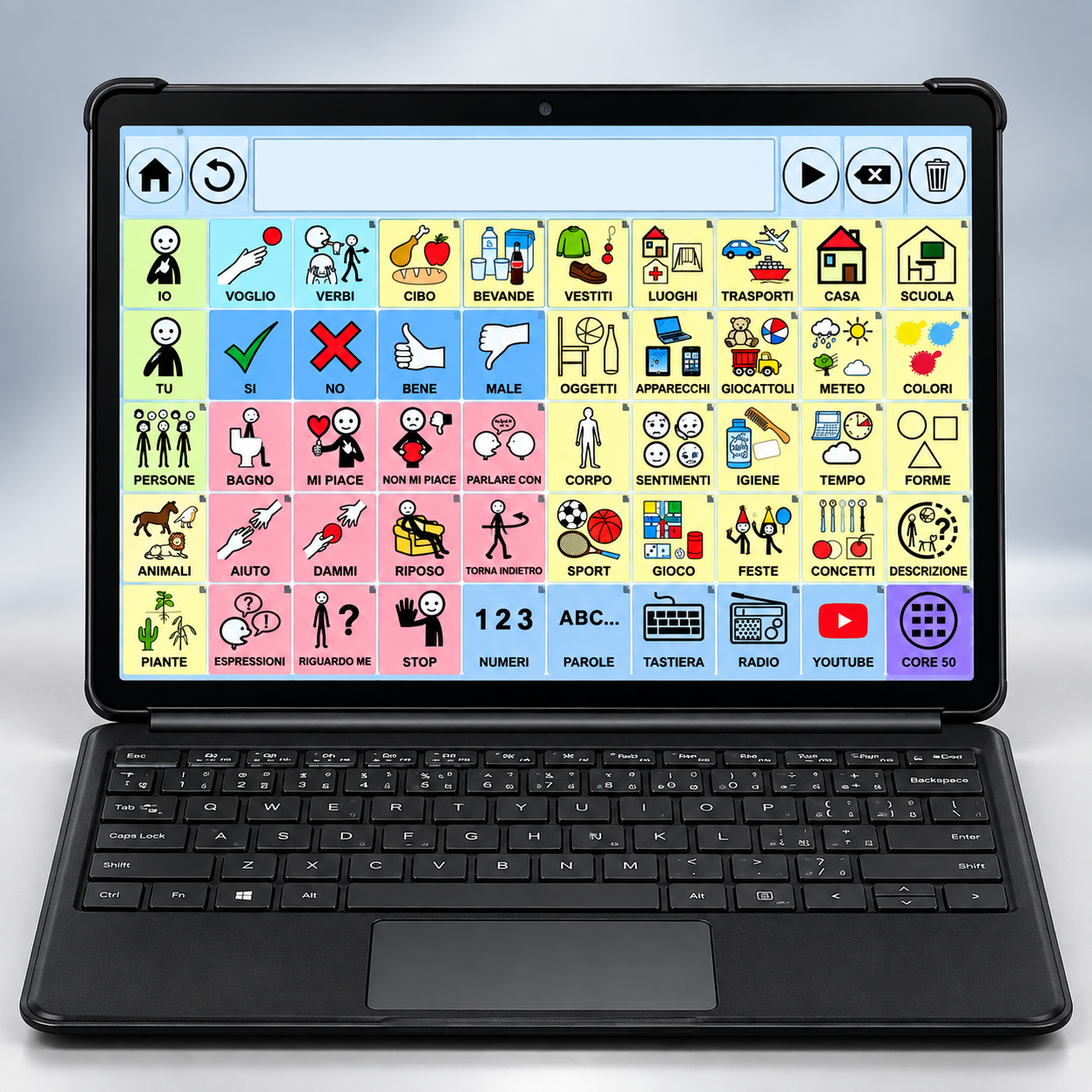 Laptop con griglia AAC italiana